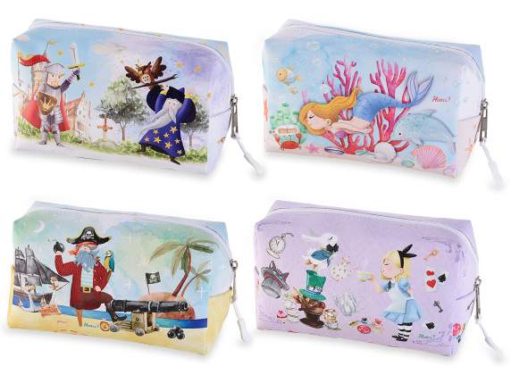 Beauty case in imitation leather with Fairy tales print an